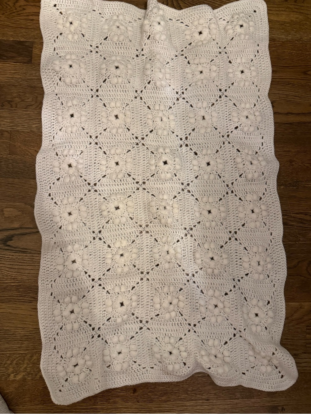 Handmade Infant White Crochet Throw Blanket - Classic Home Accent
